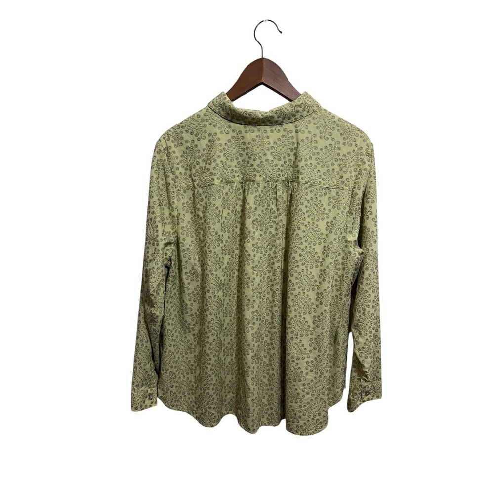 J. Jill Embroidered Button Down Shirt Womens Green Large, Floral Paisley Cotton - Picture 3 of 8